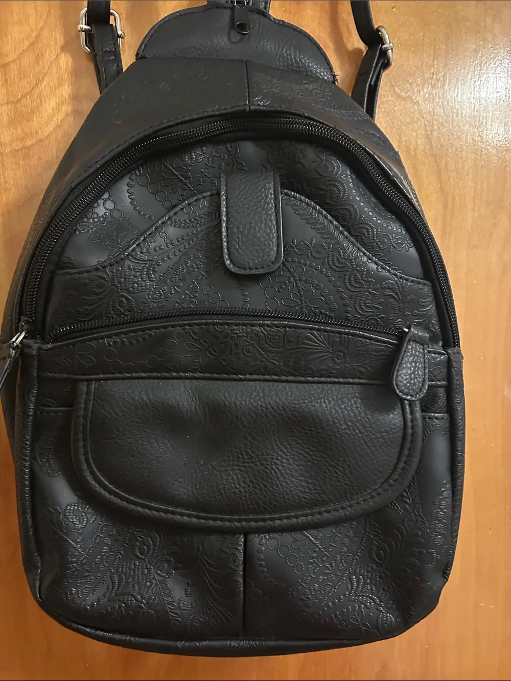 St. John's Bay Black Leather-Look Sling Backpack